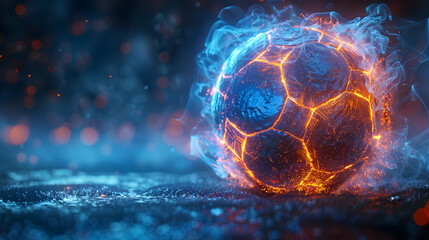 Wall Mural - Fiery Soccer Ball 3D Illustration