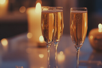 champagne in glasses, creating a warm and celebratory atmosphere