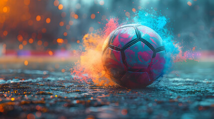 Wall Mural - Abstract Soccer Ball with Colorful Explosion