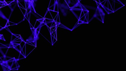 Loop abstract digital plexus background of blue purple gradient shining lines and dots. Minimalistic gradient geometric background animation. Science and technology. Network connection structure.