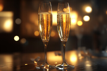 champagne in glasses, creating a warm and celebratory atmosphere