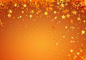 Orange Background with Gold Stars Scattered