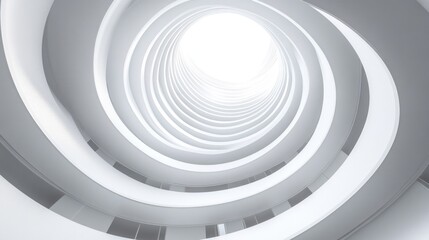 Poster - Abstract Spiral Architecture: White Concentric Circles