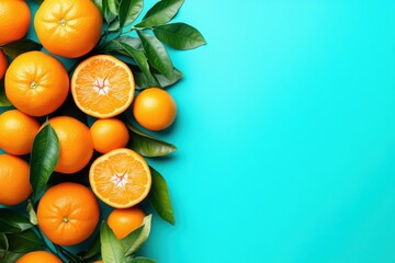 Citrus delight: vibrant oranges on blue background