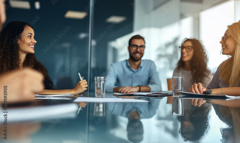 Young professionals in a modern office engaging in a collaborative ...