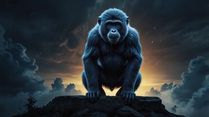 Poster - Powerful Gorilla on a Mountain Peak