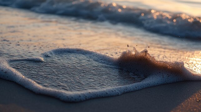 A heart symbol drawn in the sand, with a wave washing it away, representing love and trust lost due to betrayal.