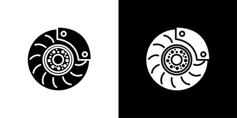 Poster - Car brake disk with caliper icon Isolated flat vector in outline