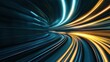 © Dumrongkait - A blurry image of a train track with a blue and yellow line. Concept of motion and speed, as if the train is racing down the track. The blue and yellow colors create a dynamic and energetic atmosphere