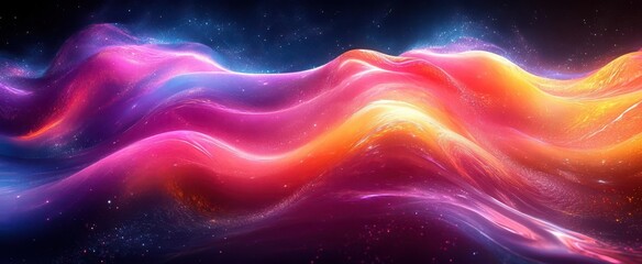 Wall Mural - psychedelic digital abstract swirling neon colors liquid metal textures fractal patterns warped geom