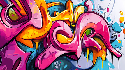 Wall Mural - Graffiti wall abstract background, idea for artistic pop art background. Graffiti Pop. Illustration