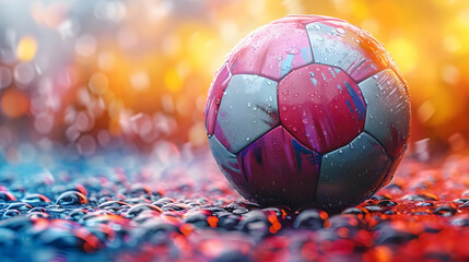 Rainy Day Soccer Ball 3D Illustration