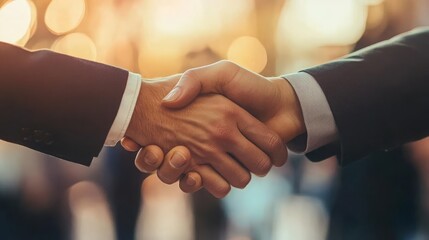 Close-up of two hands shaking, symbolizing agreement and partnership.