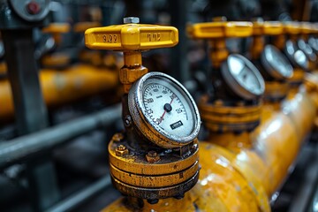 Natural gas distribution station  supplying energy to industries with pressure monitoring systems