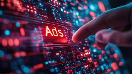 Poster - Finger clicking on digital ads interface, showcasing technology and innovation
