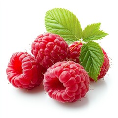 Fresh and juicy raspberries with vibrant color and green leaves, perfect for healthy recipes and desserts.