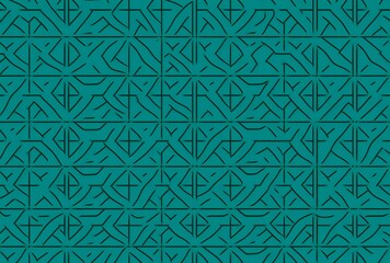 Teal Geometric Pattern with Symmetrical Shapes