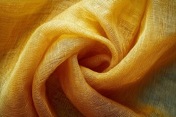 A Close-Up of Golden Fabric with a Grid Pattern