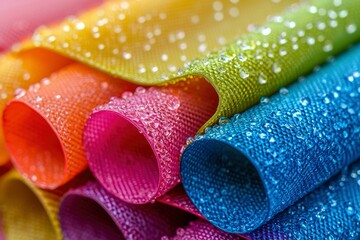 Wall Mural - Colorful Textured Cylinders Covered in Water Droplets