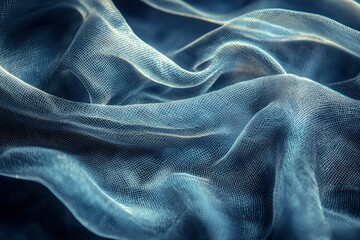 Wall Mural - Abstract Blue Net Fabric with Wavy Texture