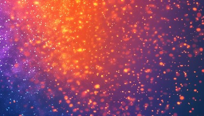 Vibrant glittering backdrop with shimmering particles in a dazzling gradient of purple, orange, and blue hues