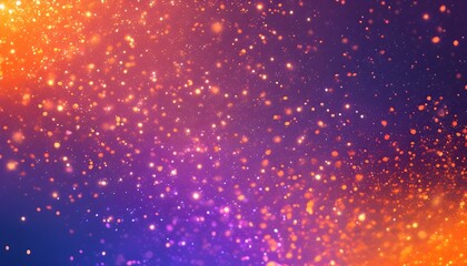 Vibrant glittering backdrop with shimmering particles in a dazzling gradient of purple, orange, and blue hues