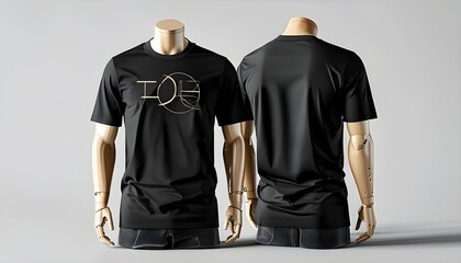 Versatile Black T-Shirt Mockup Displaying Front and Back Views for Custom Designs and Logos