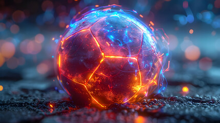 Wall Mural - Abstract 3D Sphere with Glowing Blue and Orange Lines