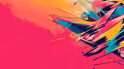 Wall Mural - This creative banner of urban culture mixes graffiti art with city vibes, and element of main concept with solid color background and with large copy space for text. Graffiti Pop. Illustration
