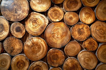 A Wall Decorated with Cross-Sections of Tree Trunks