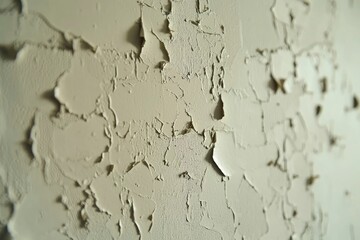 Wall Mural - Close-up of a Peeling, Textured, Off-White Wall Surface