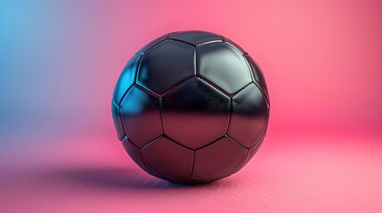 Black Leather Soccer Ball 3D Render