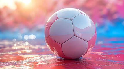 Wall Mural - Pink and White Soccer Ball 3D Illustration