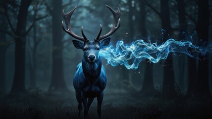 Sticker - Mystical Deer in a Dark Forest