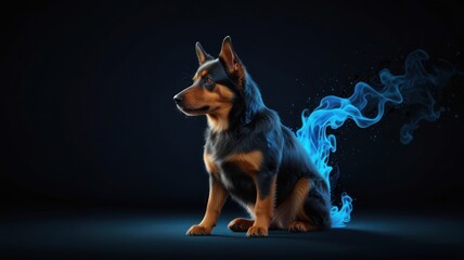 Canvas Print - Dog with Blue Flames