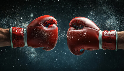 two boxing gloves fighting with dark isolated background generated by AI