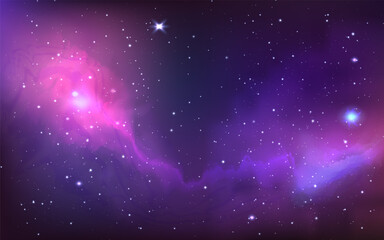 Wall Mural - space background. magic starry sky universe. night cosmic nebula with blue and pink stars texture. g