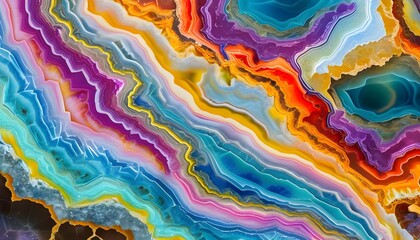 Wall Mural - Vibrant Abstract Geode Layers Highlighting Intricate Patterns and Natural Mineral Beauty