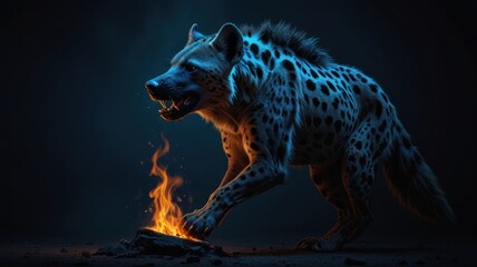 Wall Mural - Hyena with Fire