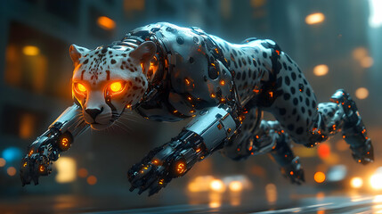 Wall Mural - Cybernetic Cheetah - Futuristic Animal 3D Illustration