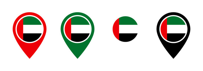 Wall Mural - United Arab Emirates flag location icon set