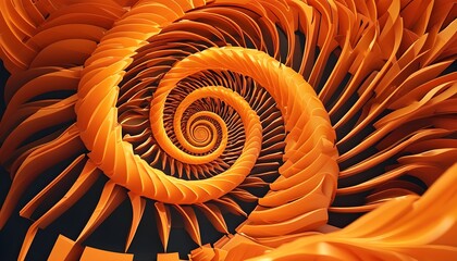 Captivating orange spiral pattern creating an optical illusion, drawing viewers into its center, ideal for modern digital designs and wallpapers.