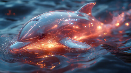 Wall Mural - Glass Dolphin in Water 3D Illustration