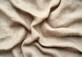 beige linen fabric texture background, top view