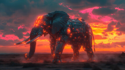 Wall Mural - Cybernetic Elephant Illustration