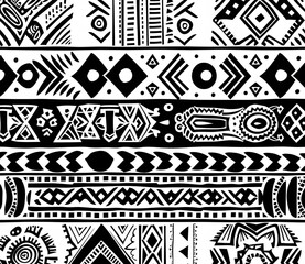 Black And White Tribal Ethnic Seamless Pattern