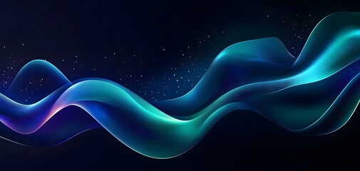 Abstract Blue and Green Aurora Borealis Wave