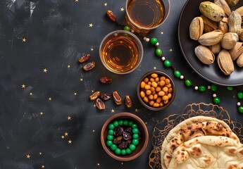 Ramadan Feast: Dates, Nuts, Bread & Tea