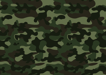 Poster - 
camouflage green dark pattern, army seamless background, vector illustration for print, forest hunting design