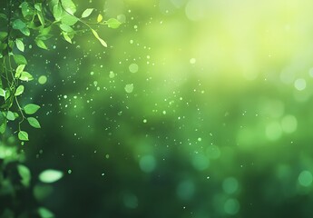 Abstract Green Spring Nature Bokeh Background